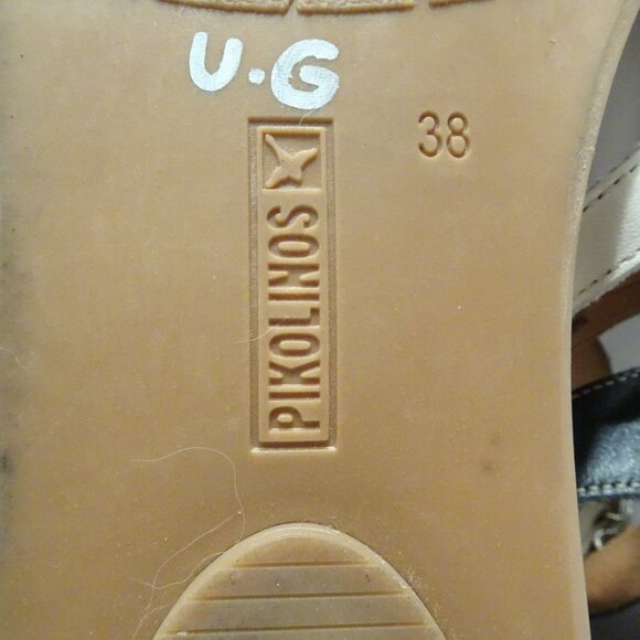 Pikolinos Leather Sandals Strappy Sz 38 Brown Ankle Cross Strap Stitching Boho - Picture 5 of 6